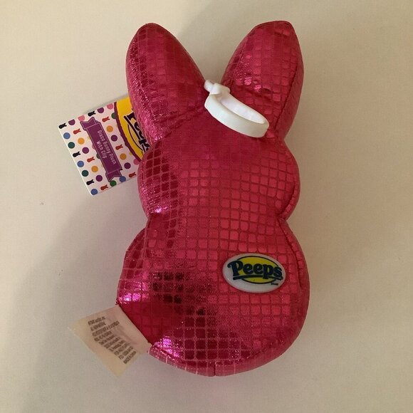 Peeps Disco Bunny Hot Pink Plush With White Clasp, Approx 6 Inches New With Tags - Picture 3 of 5